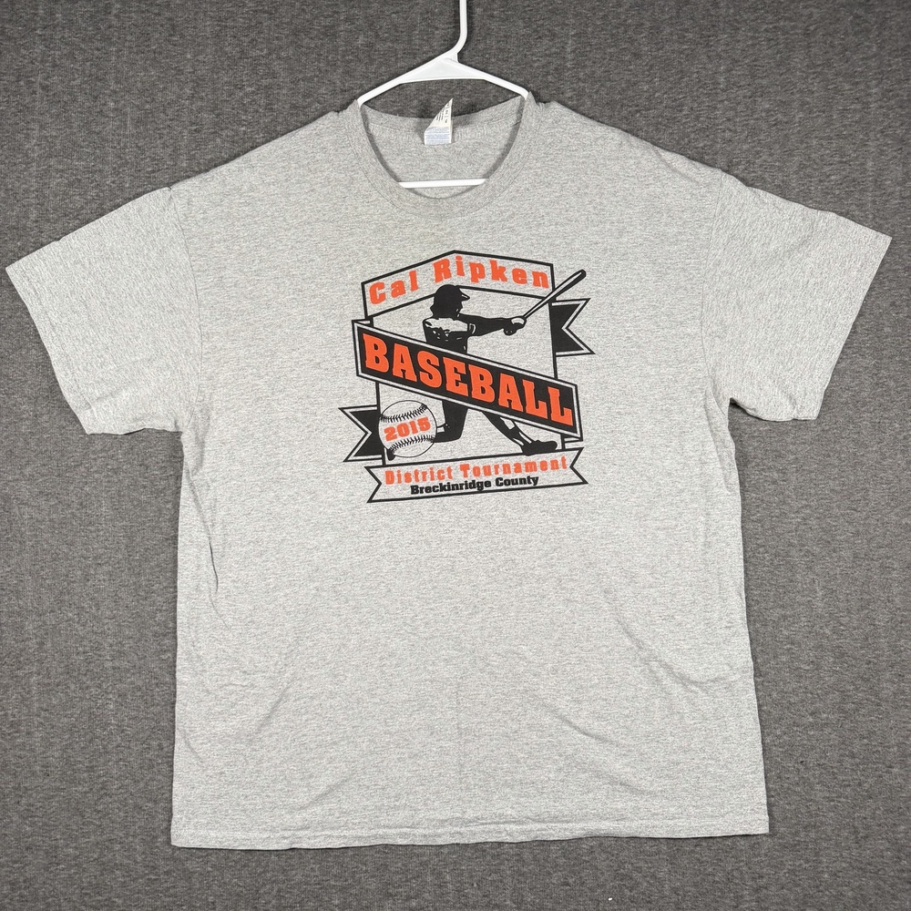 Gildan Shirt Mens XL Gray Cal Ripken Baseball District Tournament Tee 2015